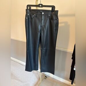 Black Faux Leather wide Cropped Pants
